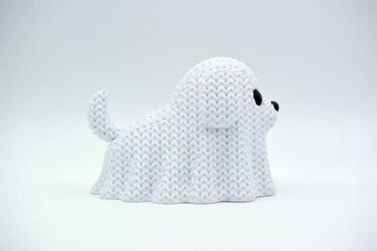 Knitted Halloween Dog Ghost Topkinz character side view