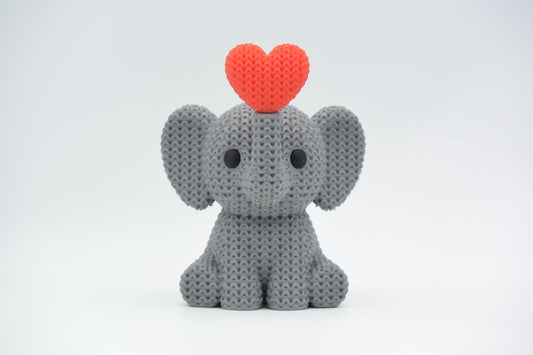 Knitted Elephant Blowing Heart - Valentine's Day Topkinz character side view