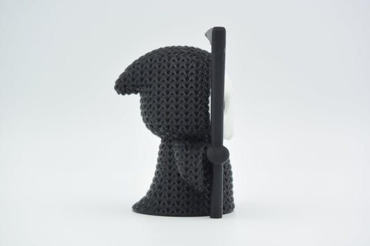 Knitted Halloween Grim Reaper Topkinz character side view