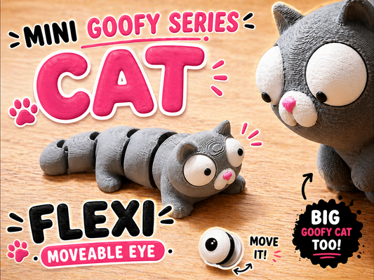 Mini Flexi Cat Goofy Eyes SnapCharm™ Character