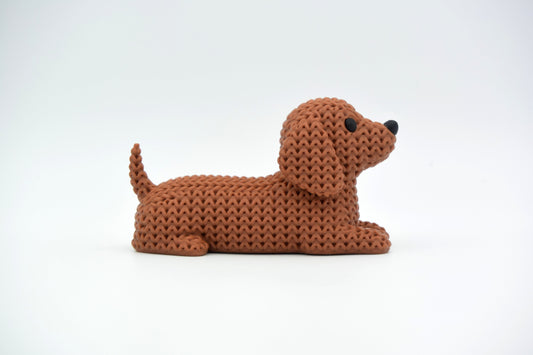 Knitted Dachshund Dog Topkinz character side view