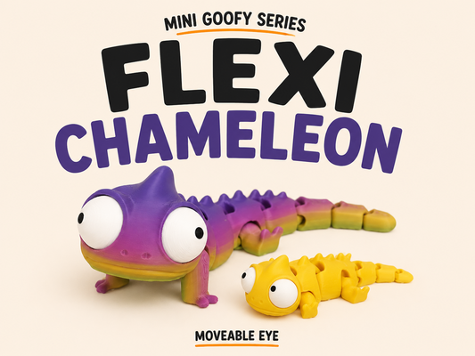 Flexi Chameleon Goofy Eyes | Chibi SnapCharm™ Character