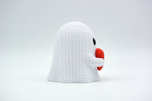 Knitted Halloween Heart Ghost Topkinz character side view