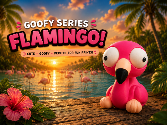 Flamingo Goofy Eyes | Chibi SnapCharm™ Character