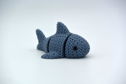 Knitted Articulated Shark Topkinz character front view