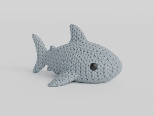 Knitted Shark Topkinz character front view