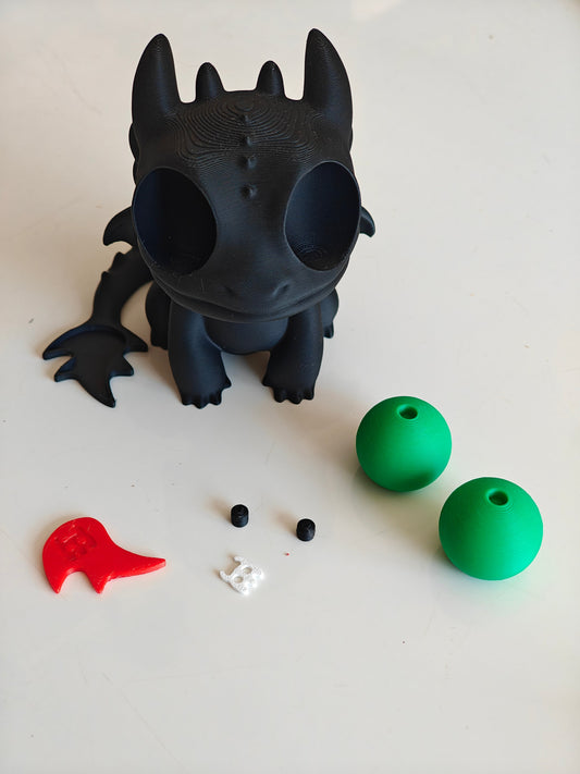 Black Night Dragon Goofy Eyes SnapCharm™ Character