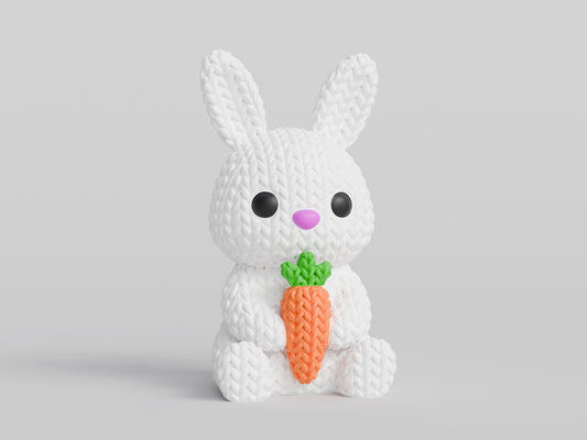 Knitted Bunny With Carrot - Easter Topkinz character front view