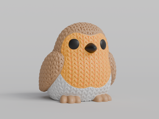 Knitted Robin Bird Topkinz character front view