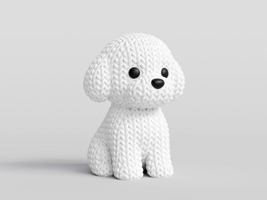 Knitted Bichon Frise Dog Topkinz character front view