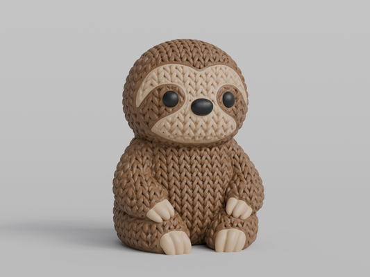 Knitted Sloth Topkinz character front view