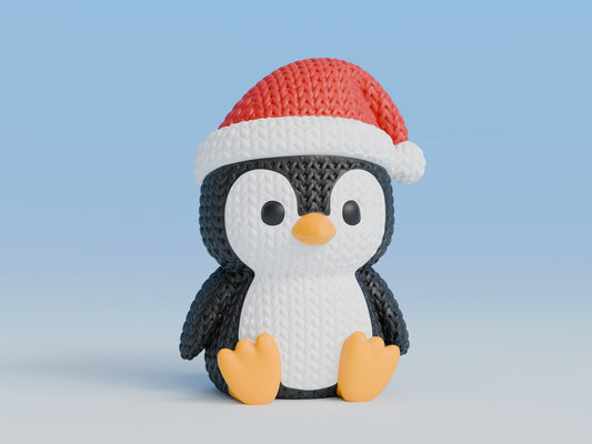 Knitted Penguin with Santa Hat Christmas Topkinz character front view