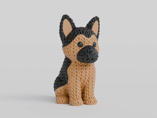 Knitted German Shepherd Dog Topkinz character front view