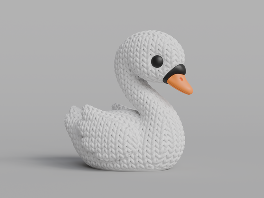 Knitted Swan Topkinz character front three-quarter view