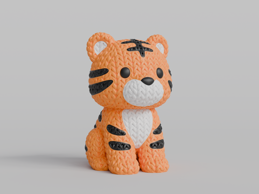 Knitted Tiger Topkinz character front view