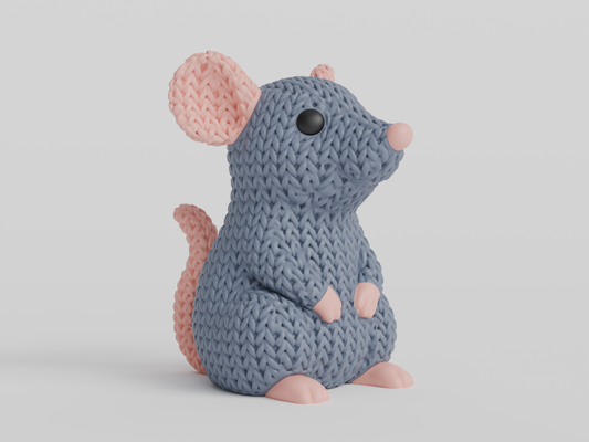 Knitted Rat Topkinz character front view