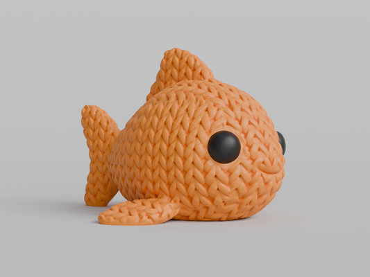 Knitted Fish Topkinz character front three-quarter view