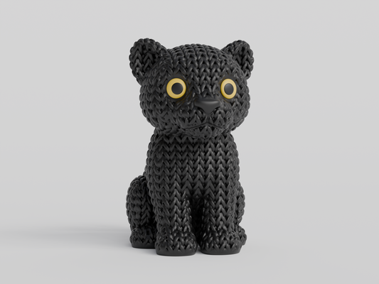 Knitted Panther Topkinz character front view