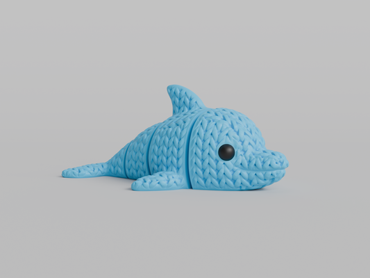 Knitted Articulated Dolphin Topkinz character front three-quarter view