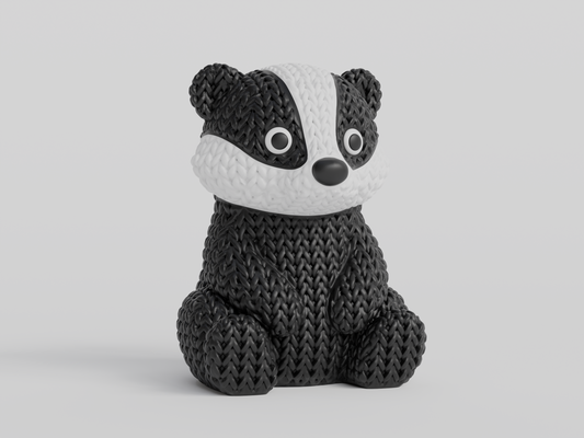 Knitted Badger Topkinz character front view