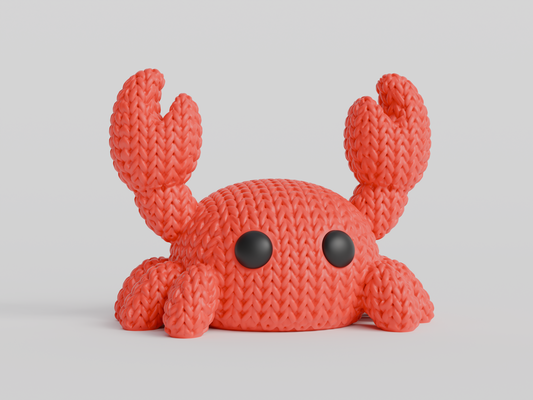 Knitted Crab Topkinz character front view