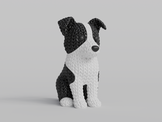 Knitted Border Collie Dog Topkinz character front view