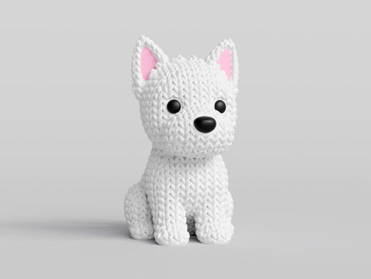 Knitted Westie Dog Topkinz character front view