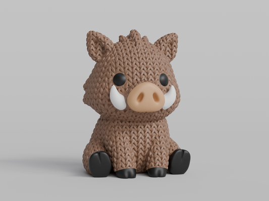 Knitted Wild Boar Topkinz character front view