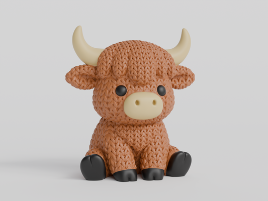 Knitted Highland Cow Topkinz character front view