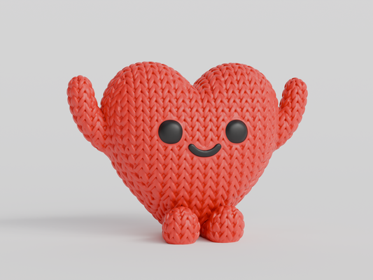 Knitted Heart Buddy - Valentine's Day Topkinz character front view