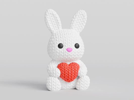 Knitted Bunny With Heart - Easter Topkinz character front view