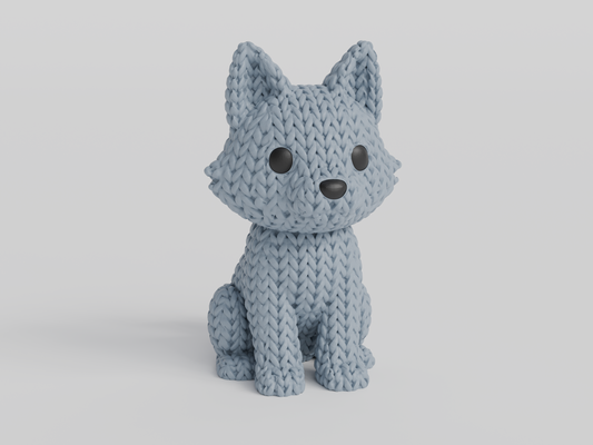 Knitted Wolf Topkinz character front view
