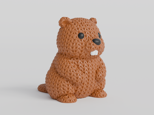 Knitted Beaver Topkinz character front view